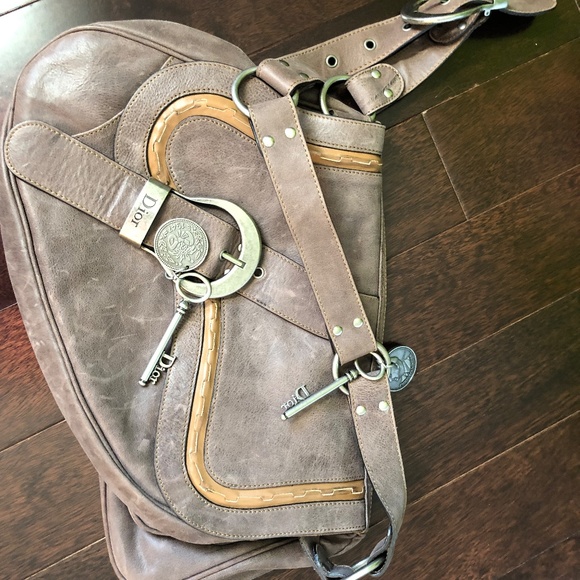 CHRISTIAN DIOR, a brown leather "Gaucho Large Double Saddle bag - Picture 7 of 7